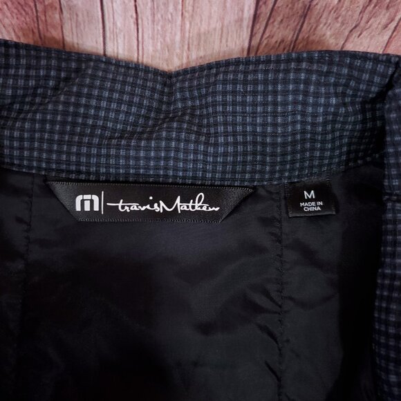 Travis Mathew Golf Vest Mens Size Medium Microplaid Full Zip Gray 1MU365 - Picture 10 of 16